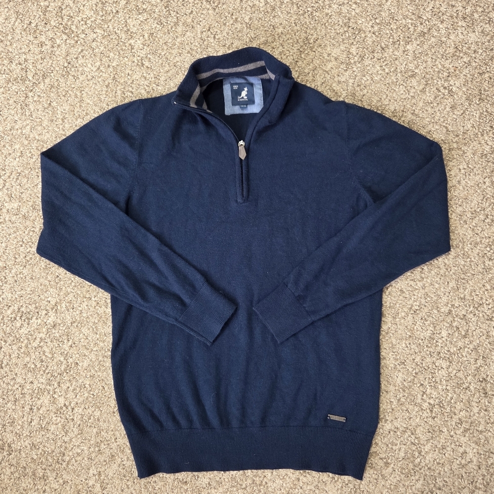 Kangol‎ 1/4 Zip Sweater Men's Premium Super Soft Viscose Poly Nylon  XL NAVY